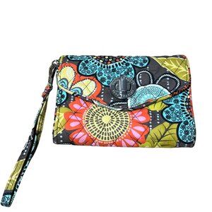 Vera Bradley Wristlet Quilted Floral Turn Lock Wallet Flower Shower print